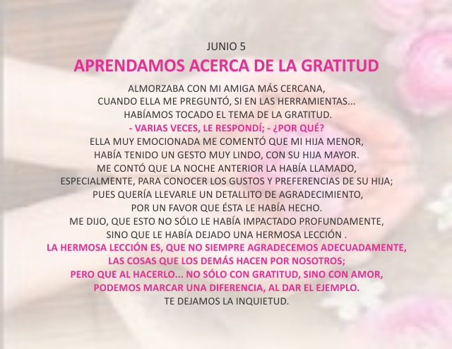 Aprendamos acerca de la gratitud